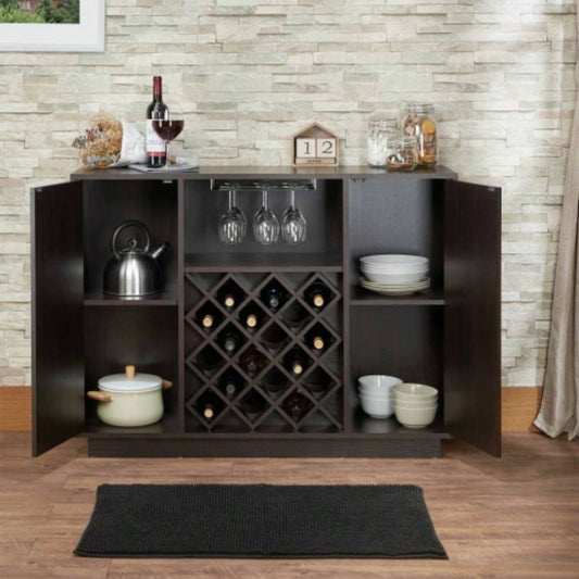 Espresso 2 - Door Wine Cabinet with Stemware Rack