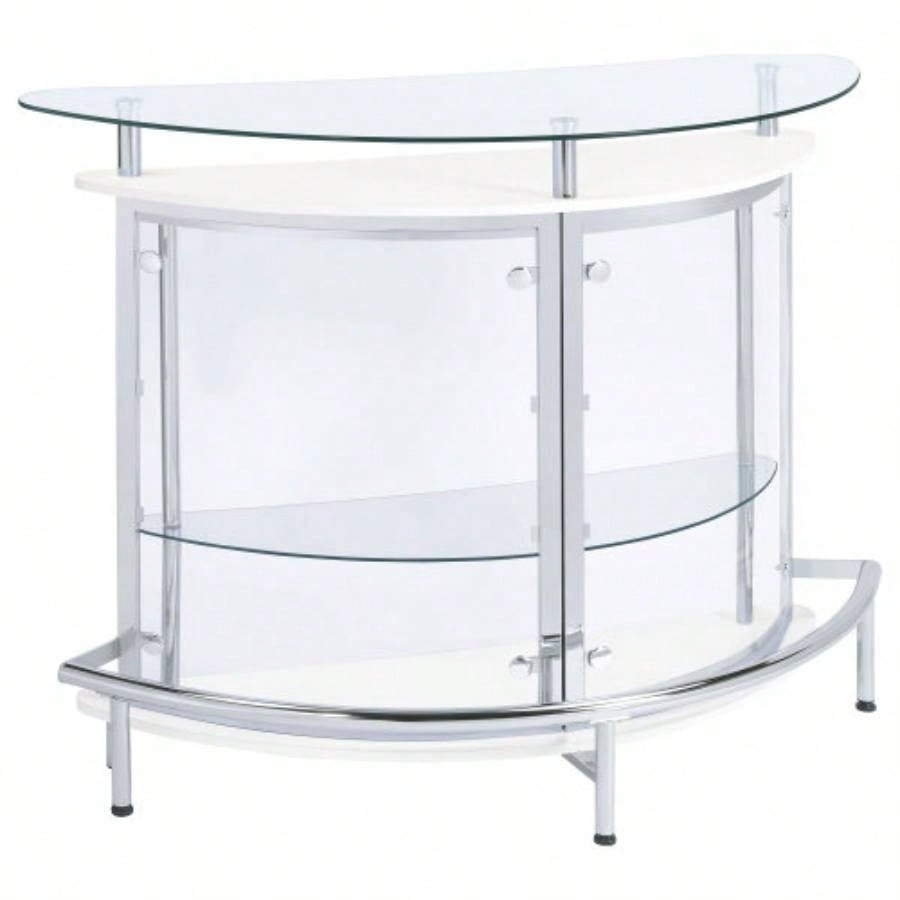 Strick White Freestanding Glass Top Home Bar Wine Cabinet
