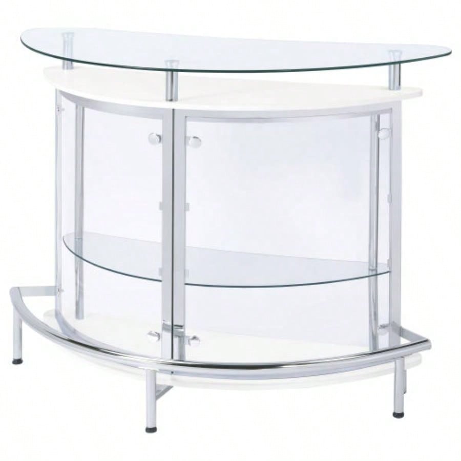 Strick White Freestanding Glass Top Home Bar Wine Cabinet
