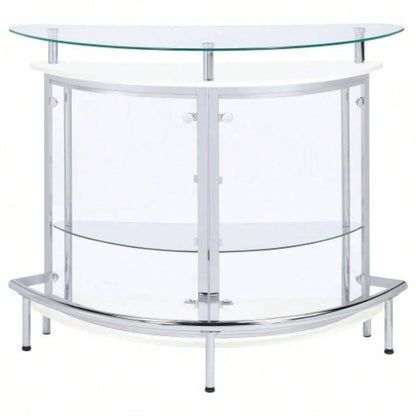 Strick White Freestanding Glass Top Home Bar Wine Cabinet