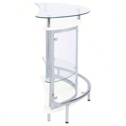 Strick White Freestanding Glass Top Home Bar Wine Cabinet