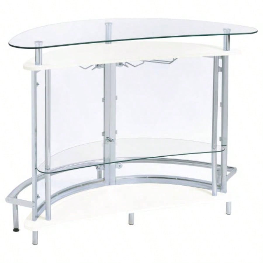 Strick White Freestanding Glass Top Home Bar Wine Cabinet