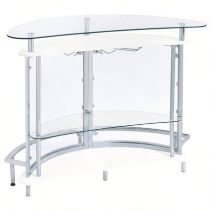 Strick White Freestanding Glass Top Home Bar Wine Cabinet