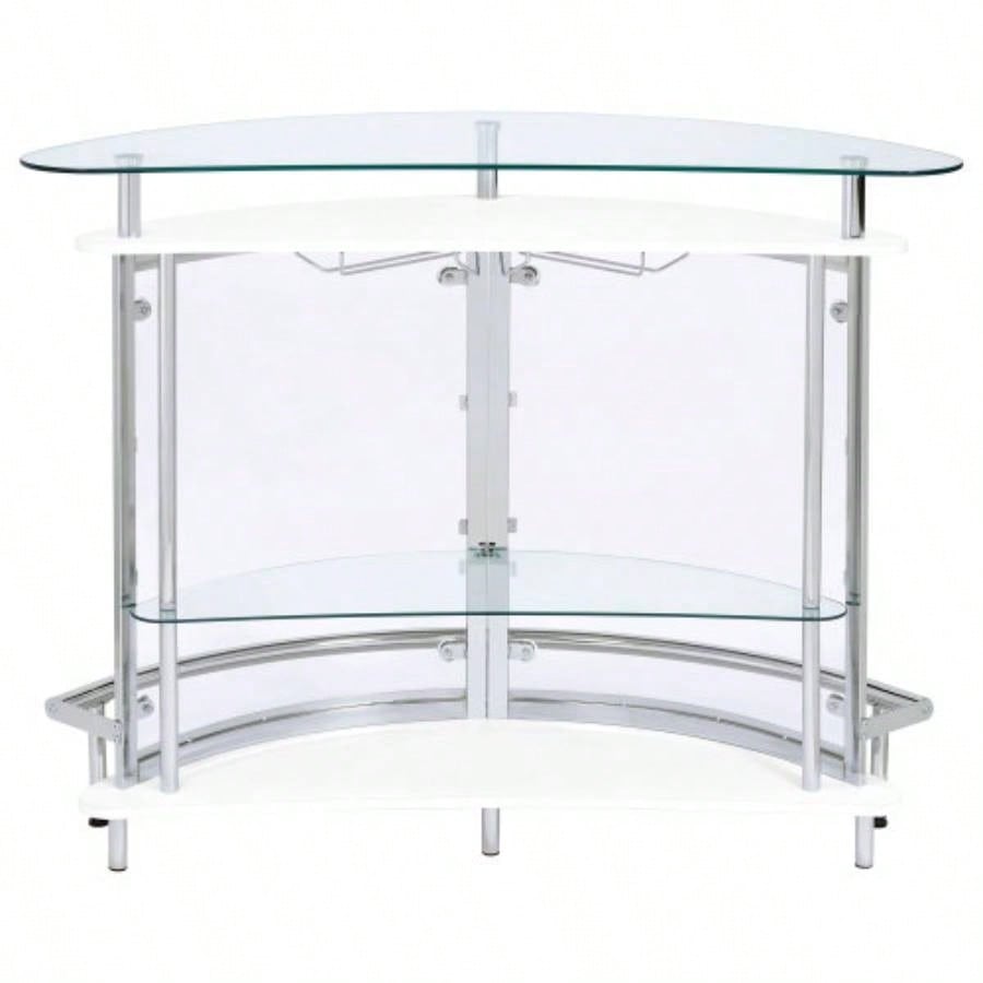 Strick White Freestanding Glass Top Home Bar Wine Cabinet