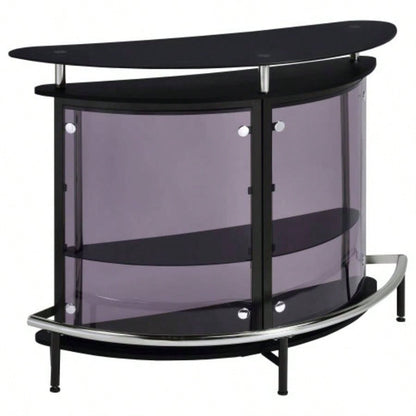 Strick Bolton Black Freestanding Glass Top Home Bar Wine Cabinet