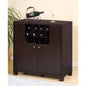 Wine Cabinet Red Cocoa with Two Doors Removeable Wine Bottle Rack Metal Wine Glass Racks Four Shelves