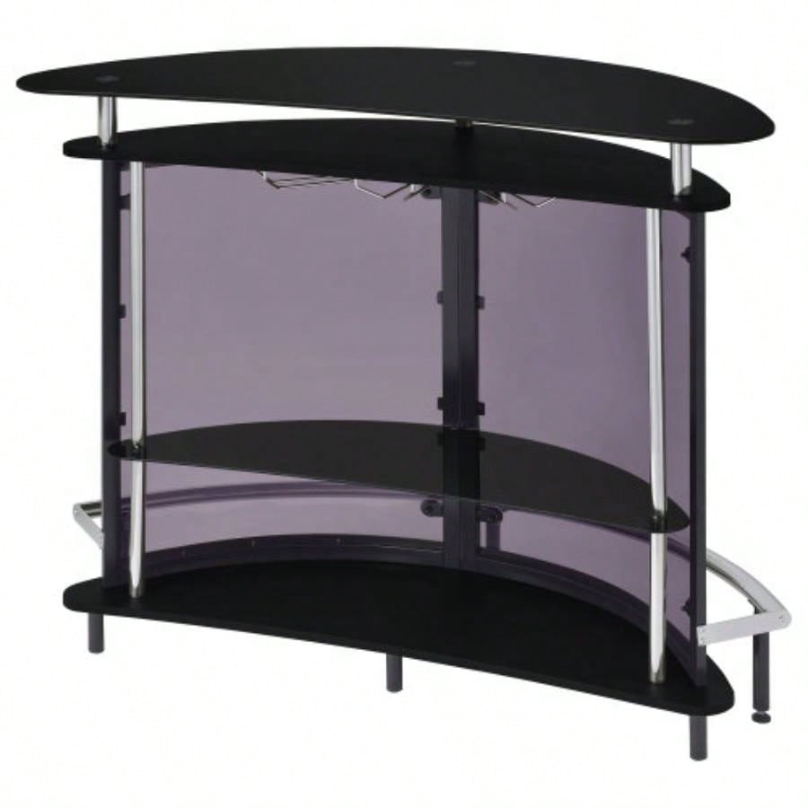 Strick Bolton Black Freestanding Glass Top Home Bar Wine Cabinet