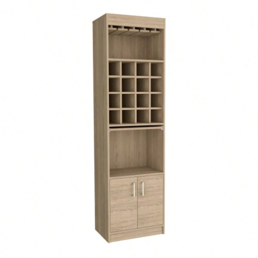 Being Kava Bar Cabinet, Double Door, Two Shelves, Sixteen Built - in Wine Rack - Light Pine