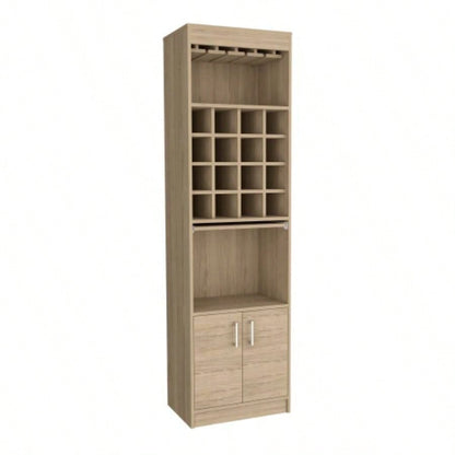 Being Kava Bar Cabinet, Double Door, Two Shelves, Sixteen Built - in Wine Rack - Light Pine