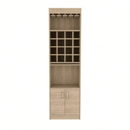 Being Kava Bar Cabinet, Double Door, Two Shelves, Sixteen Built - in Wine Rack - Light Pine