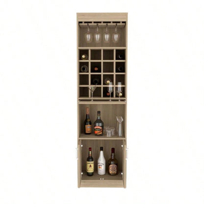 Being Kava Bar Cabinet, Double Door, Two Shelves, Sixteen Built - in Wine Rack - Light Pine