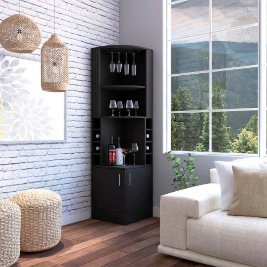 Being Kava Bar Cabinet, Double Door, Two Shelves, Sixteen Built - in Wine Rack - Light Pine