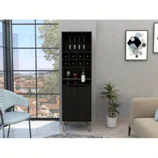 Sheffield H Bar Cabinet, Eight Bottle Cubbies, Two Glass Shelves