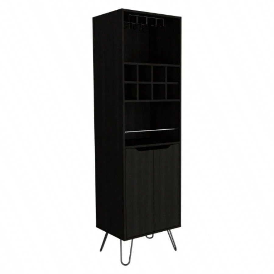 Sheffield H Bar Cabinet, Eight Bottle Cubbies, Two Glass Shelves