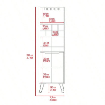 Sheffield H Bar Cabinet, Eight Bottle Cubbies, Two Glass Shelves