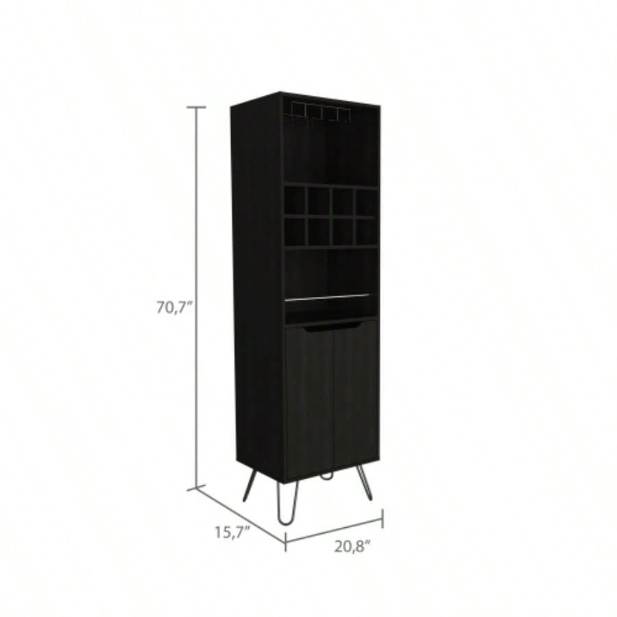 Sheffield H Bar Cabinet, Eight Bottle Cubbies, Two Glass Shelves