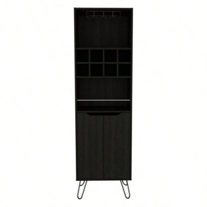 Sheffield H Bar Cabinet, Eight Bottle Cubbies, Two Glass Shelves