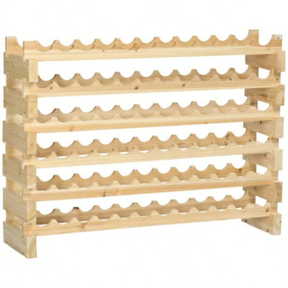 Stackable Wine Rack, Modular Storage Shelves, 72 - Bottle Holder, Freestanding Display Rack Kitchen, Pantry, Cellar, Natural