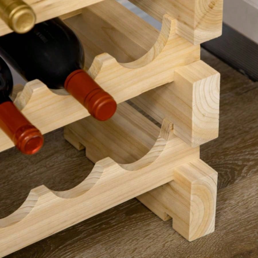 Stackable Wine Rack, Modular Storage Shelves, 72 - Bottle Holder, Freestanding Display Rack Kitchen, Pantry, Cellar, Natural