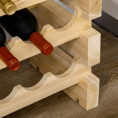 Stackable Wine Rack, Modular Storage Shelves, 72 - Bottle Holder, Freestanding Display Rack Kitchen, Pantry, Cellar, Natural