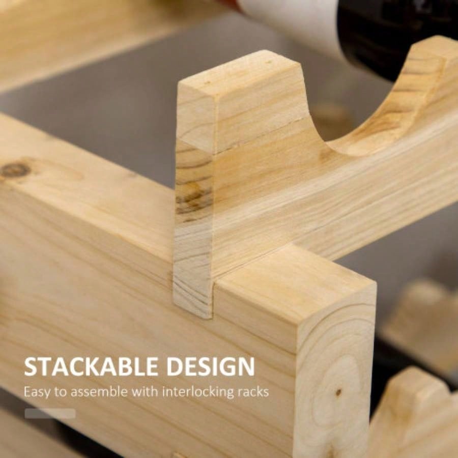 Stackable Wine Rack, Modular Storage Shelves, 72 - Bottle Holder, Freestanding Display Rack Kitchen, Pantry, Cellar, Natural