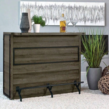 Garrison Aged Oak 5 - Shelf Wood Home Bar Wine Cabinet