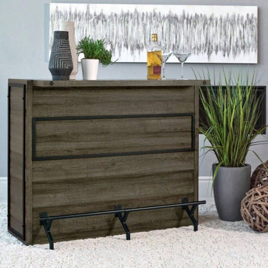 Garrison Aged Oak 5 - Shelf Wood Home Bar Wine Cabinet