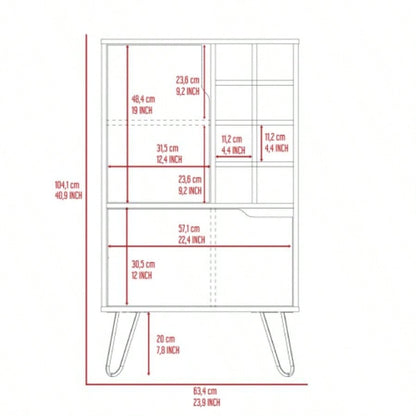 Manhattan L Bar Cabinet, Eight Built - in Wine Rack, Single Door - Light Gray