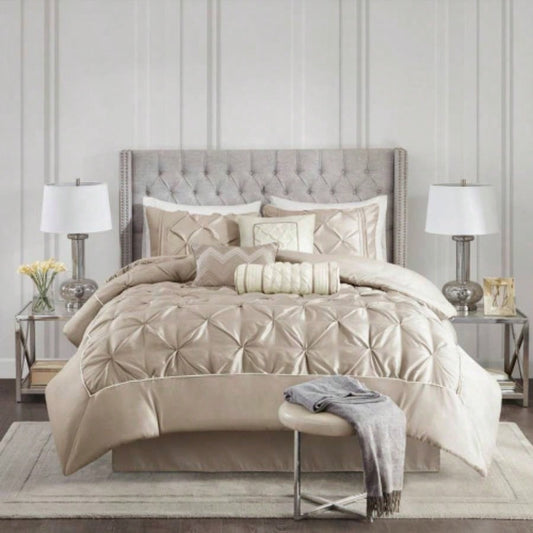 Piece Tufted Comforter Set Taupe King