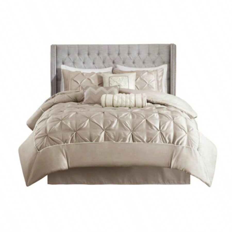 Piece Tufted Comforter Set Taupe King