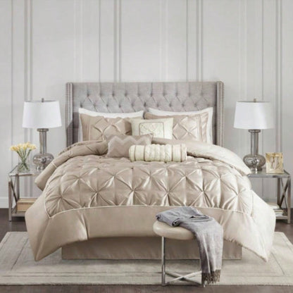 Piece Tufted Comforter Set Taupe King