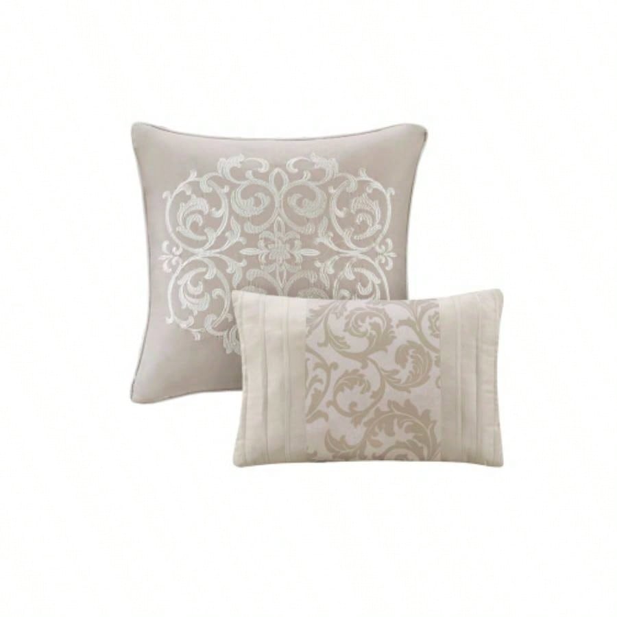 Embroidered 8 Piece Comforter Set Neutral King