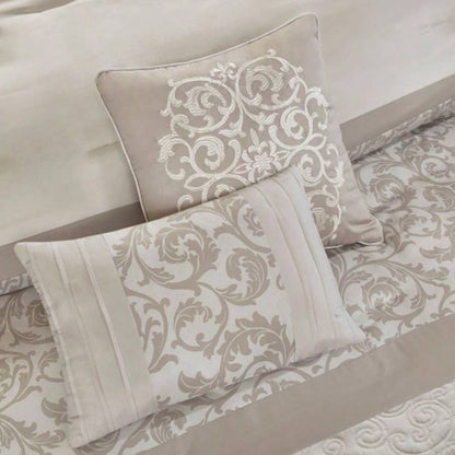 Embroidered 8 Piece Comforter Set Neutral