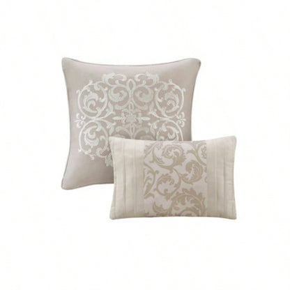Embroidered 8 Piece Comforter Set Neutral