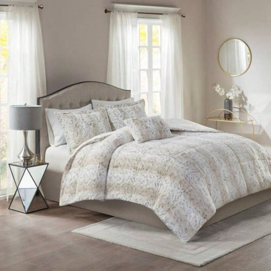 King 4PC Faux Fur Comforter Set