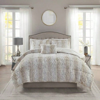 King 4PC Faux Fur Comforter Set