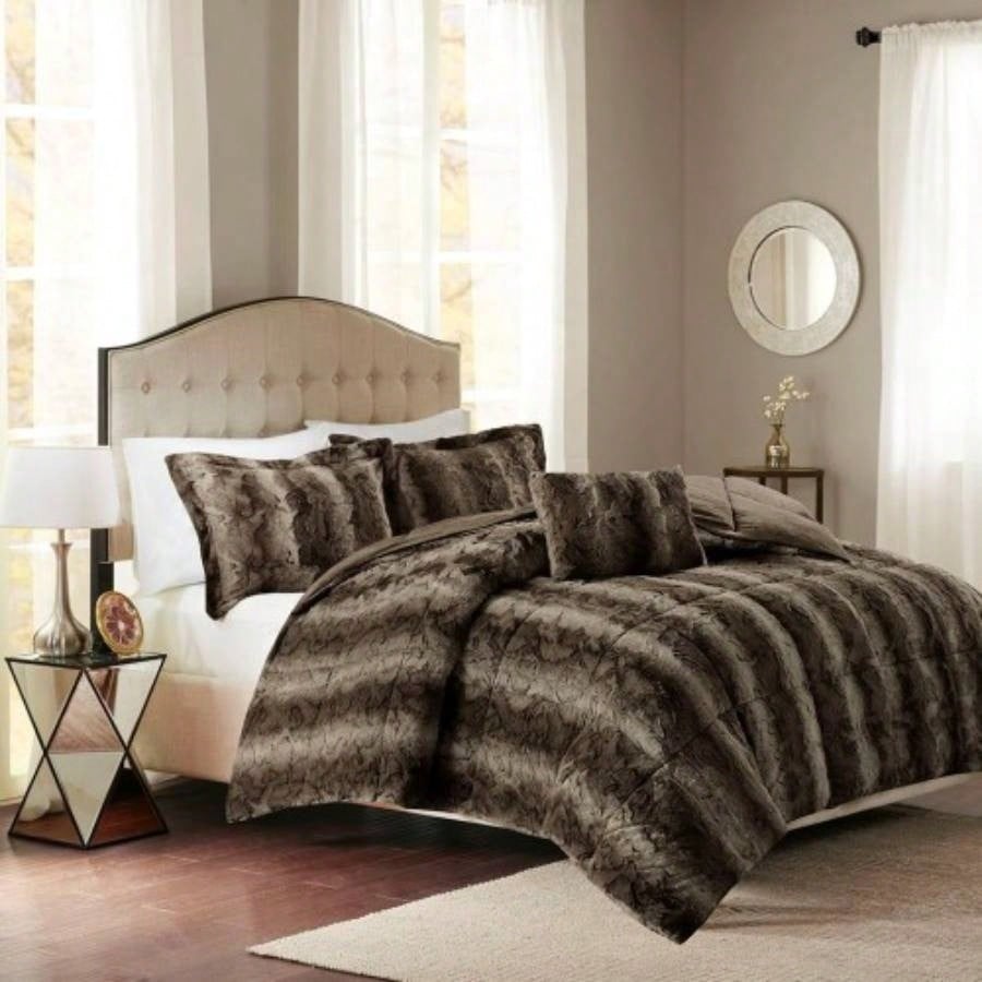 King 4PC Faux Fur Comforter Set