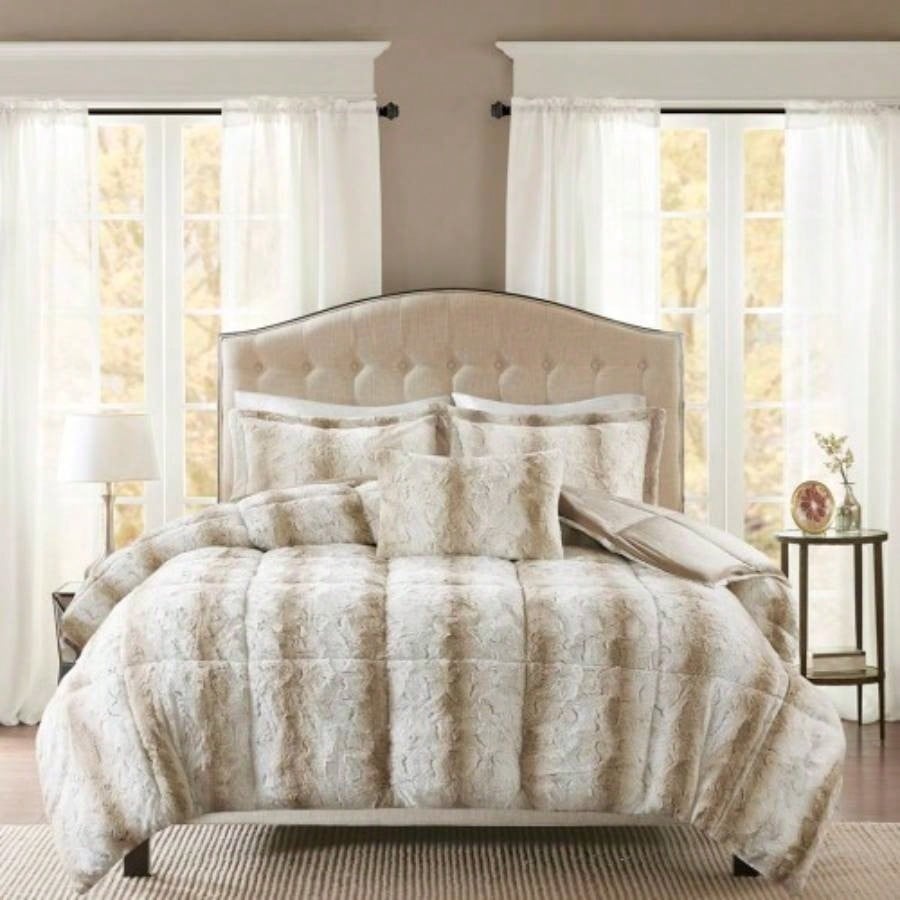 King 4PC Faux Fur Comforter Set