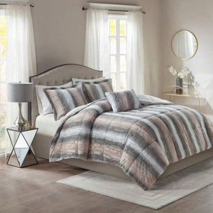 King 4PC Faux Fur Comforter Set