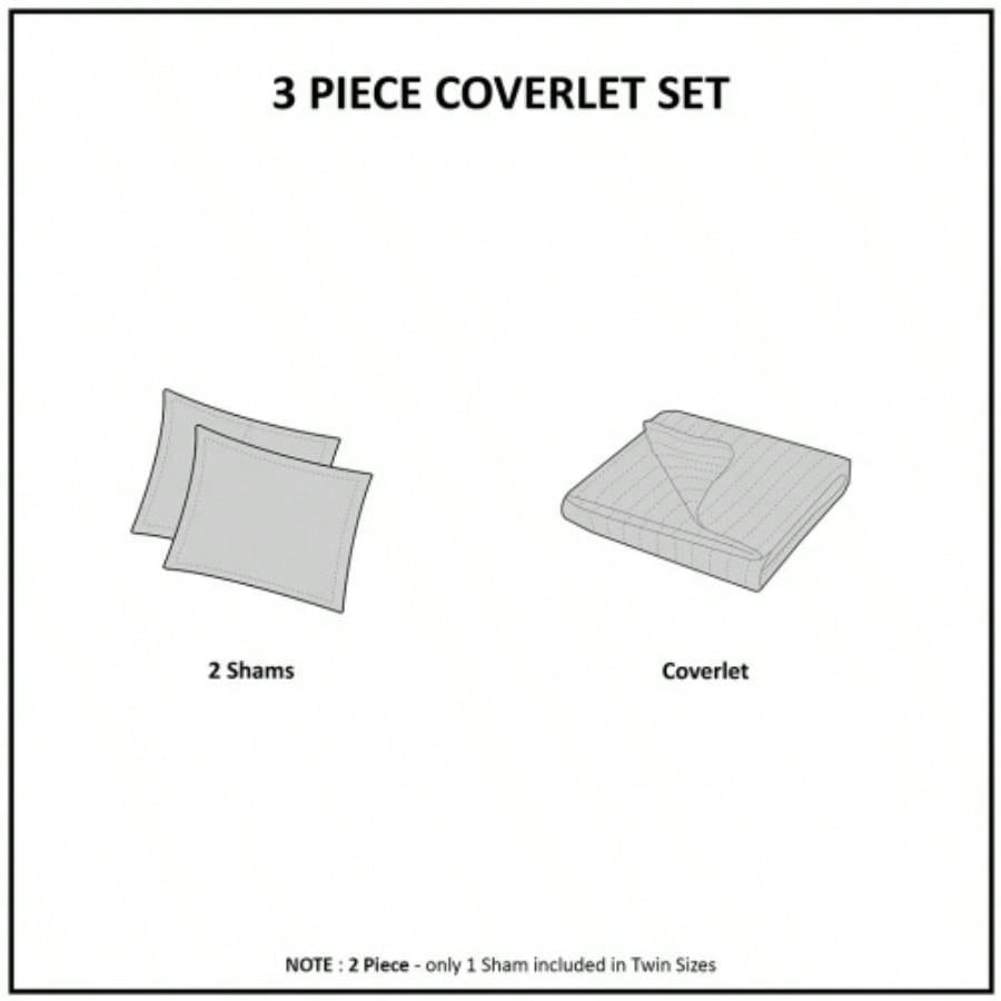 3 Piece Reversible Scalloped Quilt Set Seafoam King/Cal King