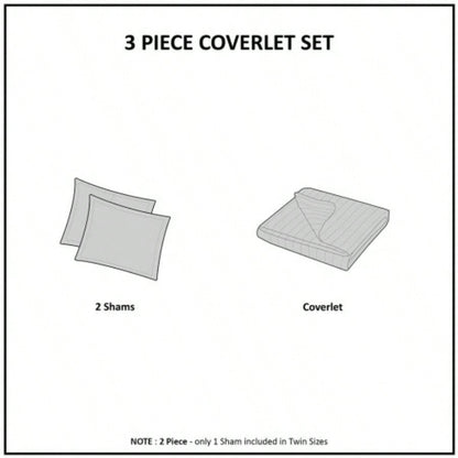 3 Piece Reversible Scalloped Quilt Set Seafoam King/Cal King