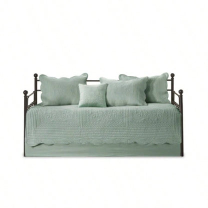 6 Piece Reversible Scalloped Daybed Cover Set Seafoam Daybed