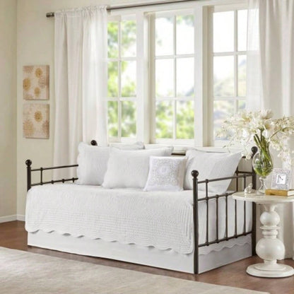 6 Piece Reversible Scalloped Daybed Cover Set Seafoam Daybed