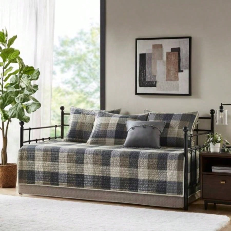 6 Piece Reversible Scalloped Daybed Cover Set Seafoam Daybed
