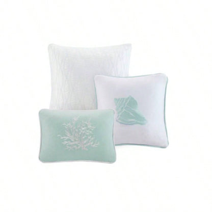 Oversized Cotton Jacquard Comforter Set Aqua King