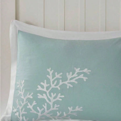 Oversized Cotton Jacquard Comforter Set Aqua King