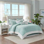 Oversized Cotton Jacquard Comforter Set Aqua King