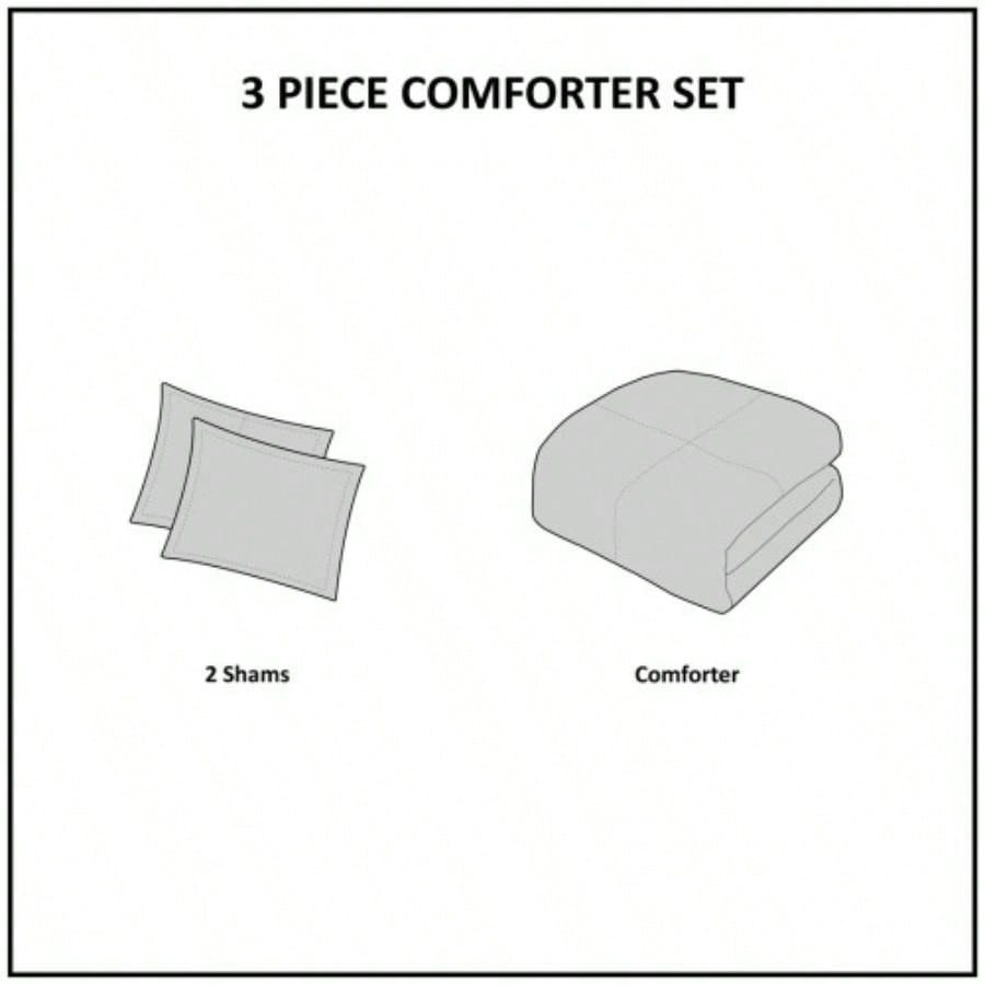 3 Piece Cotton Comforter Set with Chenille Tufting Gray King/Cal King