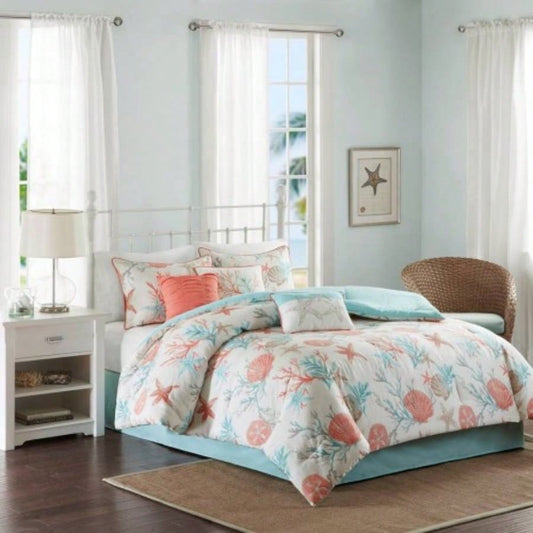 Piece Cotton Sateen Comforter Set Coral King