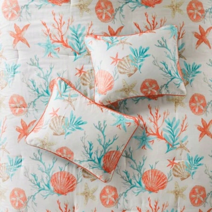 Piece Cotton Sateen Comforter Set Coral King